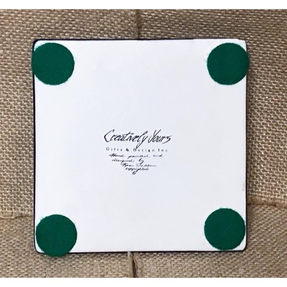 Dog And Bumble Bee Tile Coaster Hand Painted Art Karen DeAlwiss Whimsical Kitsch - Picture 2 of 4